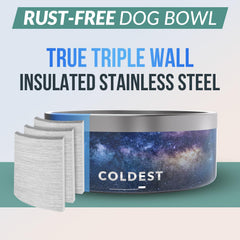 Coldest Water's Coldest Dog Bowl spill-proof design reduces messes during feeding time.