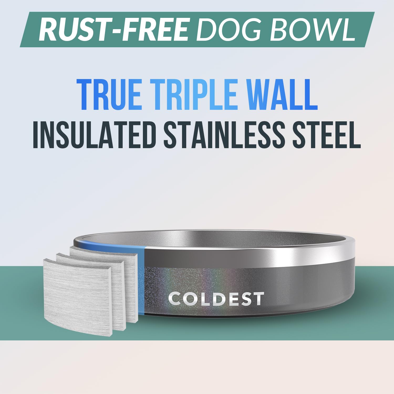 The Coldest Water coldest-dog-bowl triple-wall-insulation keeps water cool during playtime.