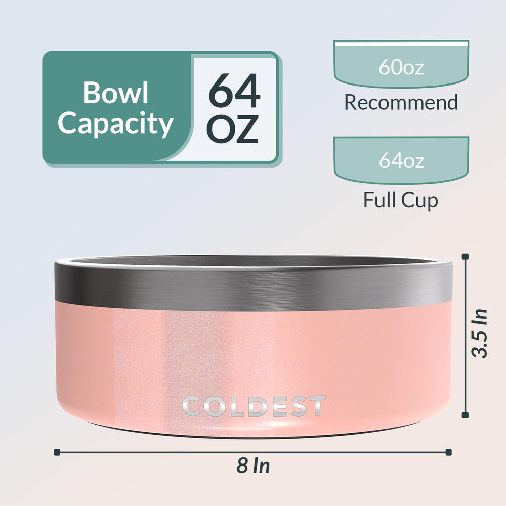 The Coldest Water 3-layers insulated stainless steel bowl preserves water temperature longer.