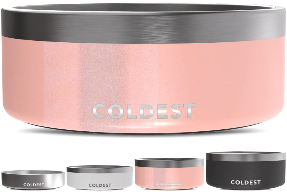 The Coldest Water anti-rust metal dog bowl demonstrates durable construction.