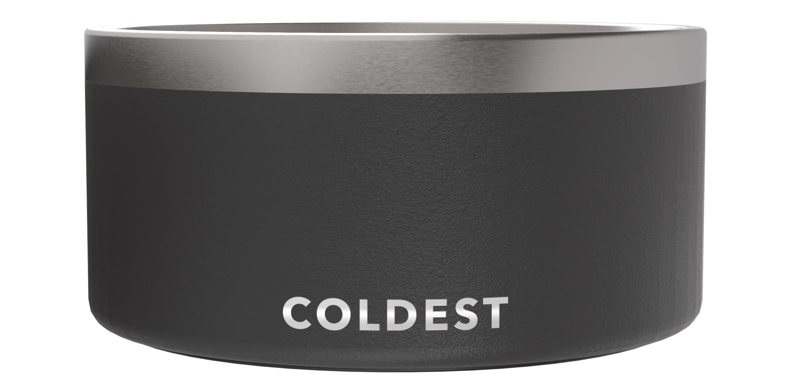 The Coldest Water dog bowl in anti-rust metal with stealth black finish keeps water fresher longer.