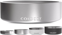 The Coldest Water dog bowl shows anti-rust metal construction for durability.