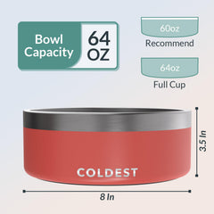 Coldest Water dog bowl crimson red anti-slip base keeps it steady during meals