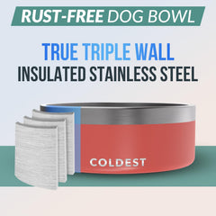Coldest Water dog bowl crimson red close-up shows rust-resistant construction for daily use