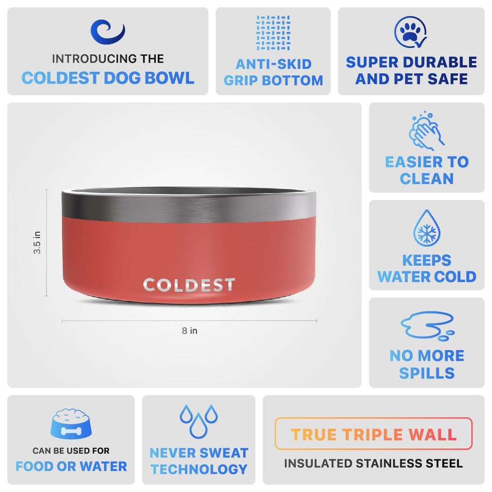 Coldest Water dog bowl crimson red dishwasher-safe interior allows easy cleaning after meals
