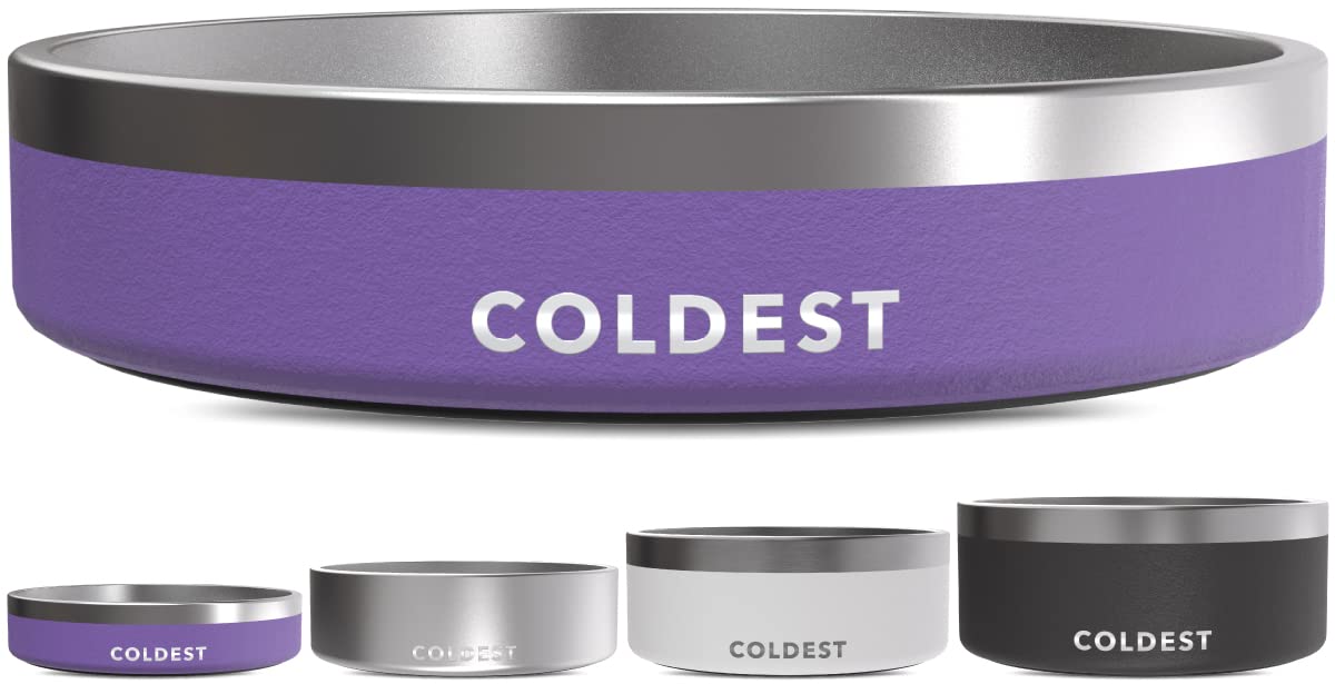 The Coldest Water dog bowl front view in Galaxy Purple boosts style and durability.