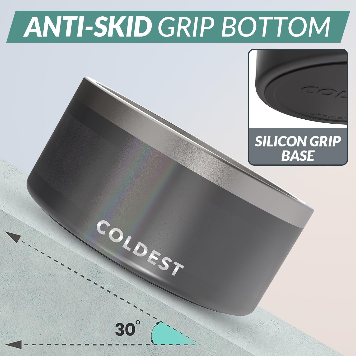 The Coldest Water dog bowl with a non-slip base to prevent spills