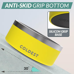 The Coldest Water dog bowl with non-slip base minimizes spills.