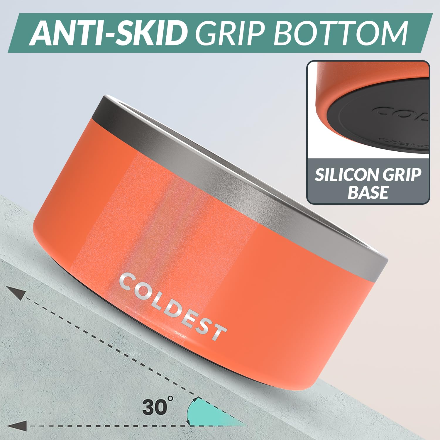 The Coldest Water non-slip base keeps the bowl steady during active mealtimes.