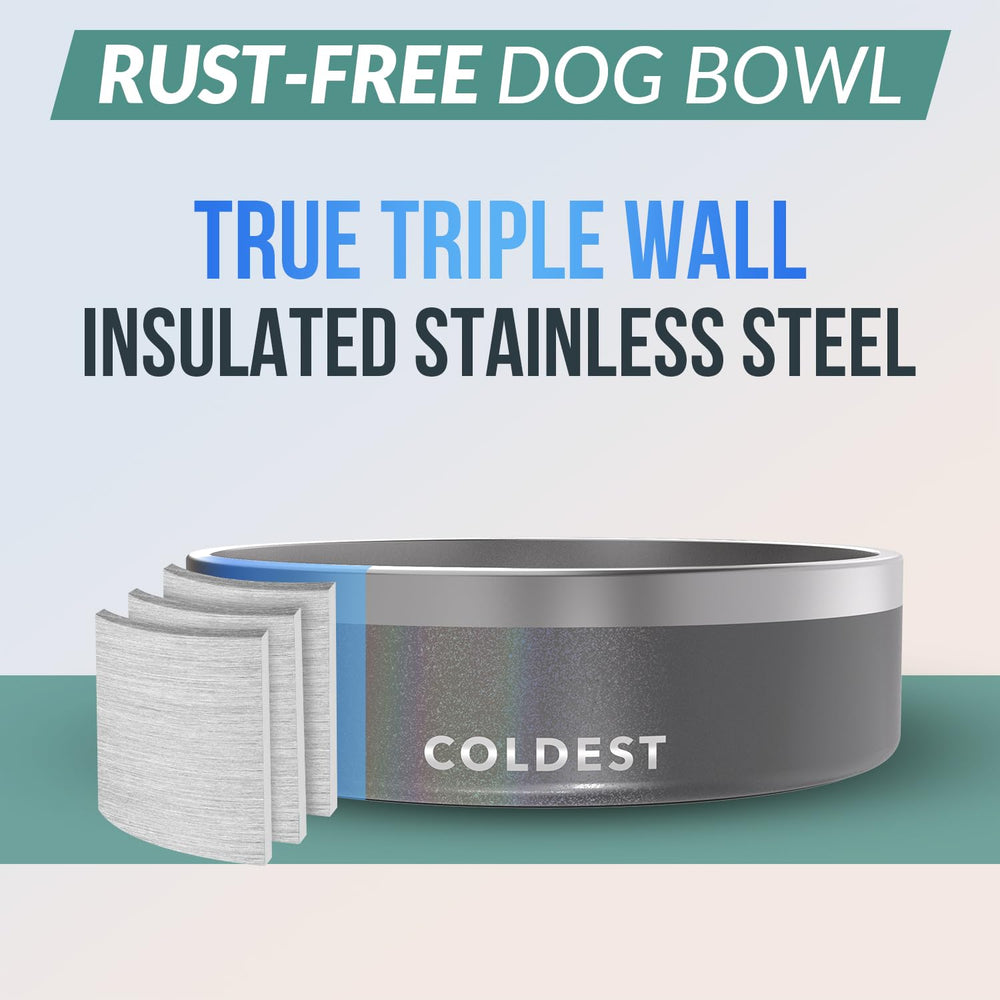 Coldest Water rust-resistant stainless steel bowl withstands active pets during mealtime