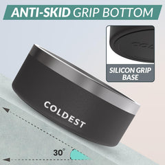 Coldest Water dog bowl triple-layer-insulation closeup preserves cold water.