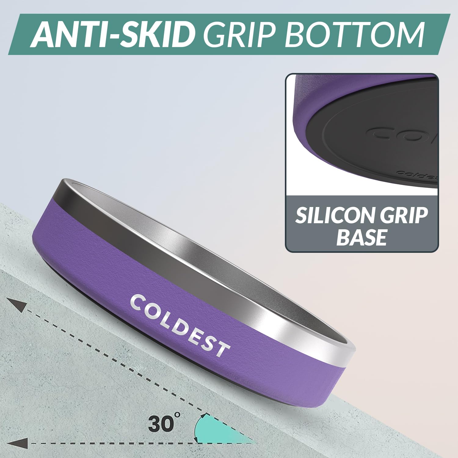 Coldest Water triple-wall insulation closeup highlights heat retention and pet comfort.