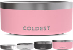Coldest Water dog bowl with true triple-wall insulation keeps water cool for long sessions.