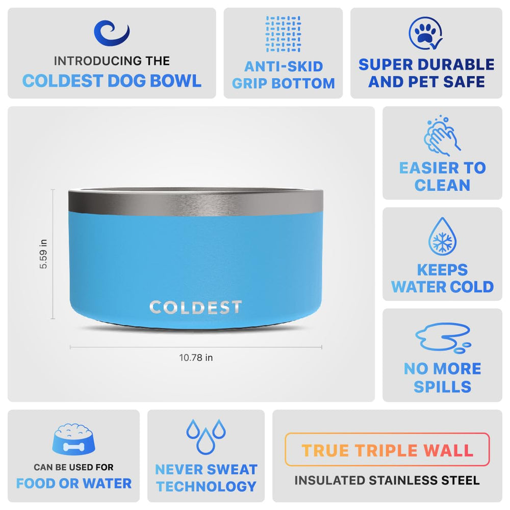 Coldest Water spill-proof design minimizes spills for tidy pet feeding areas.