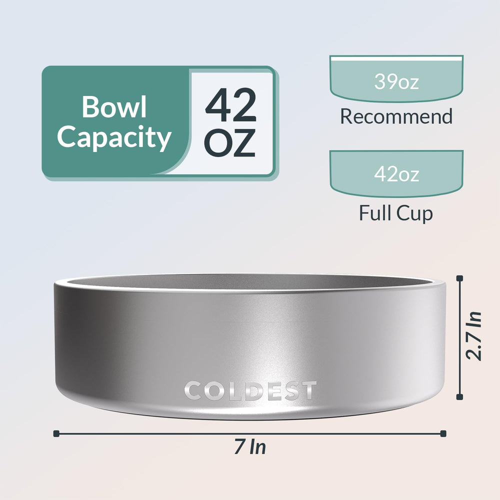 The Coldest Water bowl demonstrates spill-proof design to keep feeding areas clean.