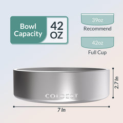 The Coldest Water bowl demonstrates spill-proof design to keep feeding areas clean.