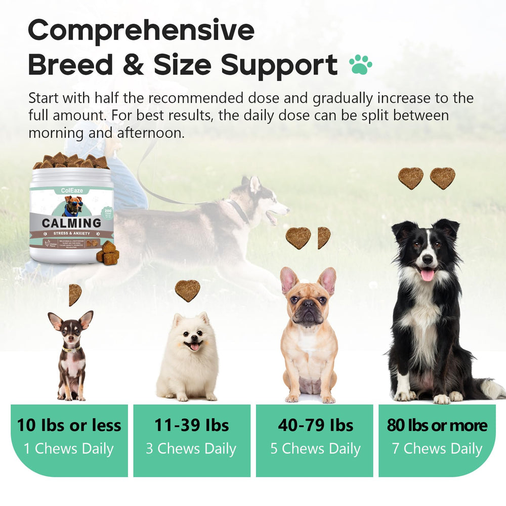 ColEaze calming chews packaging label highlights vet-recommended status.
