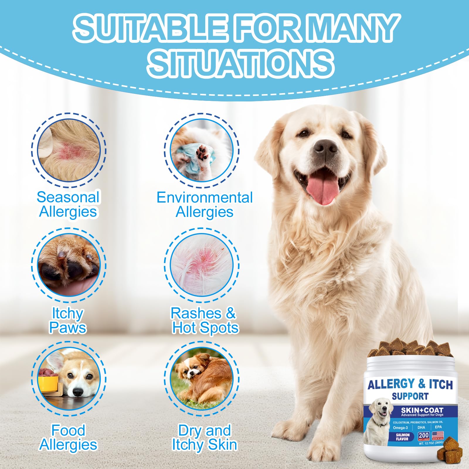 ColEaze Dog Allergy Chews chews closeup depicts chewy texture for tasty administration