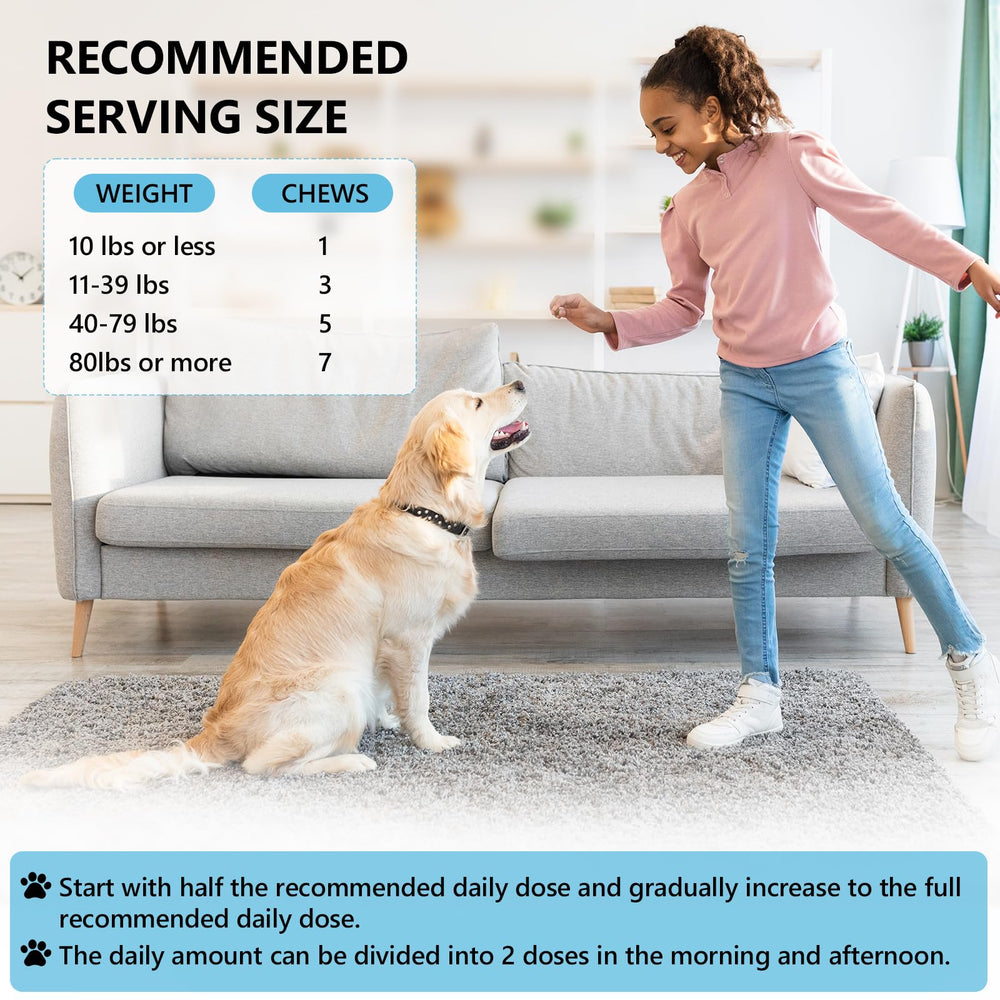 ColEaze Dog Allergy Chews packaged beside a calm, content dog