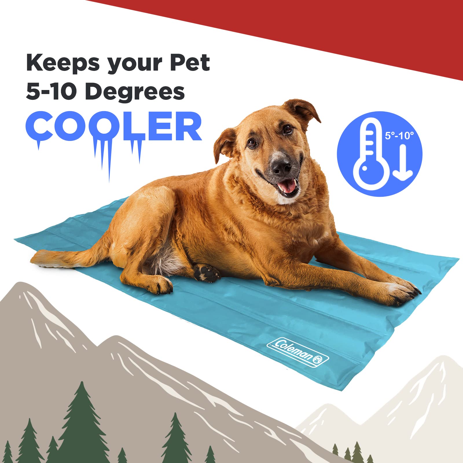 Coleman Comfort Cooling Gel Pet Pad with a resting dog after cooling session.