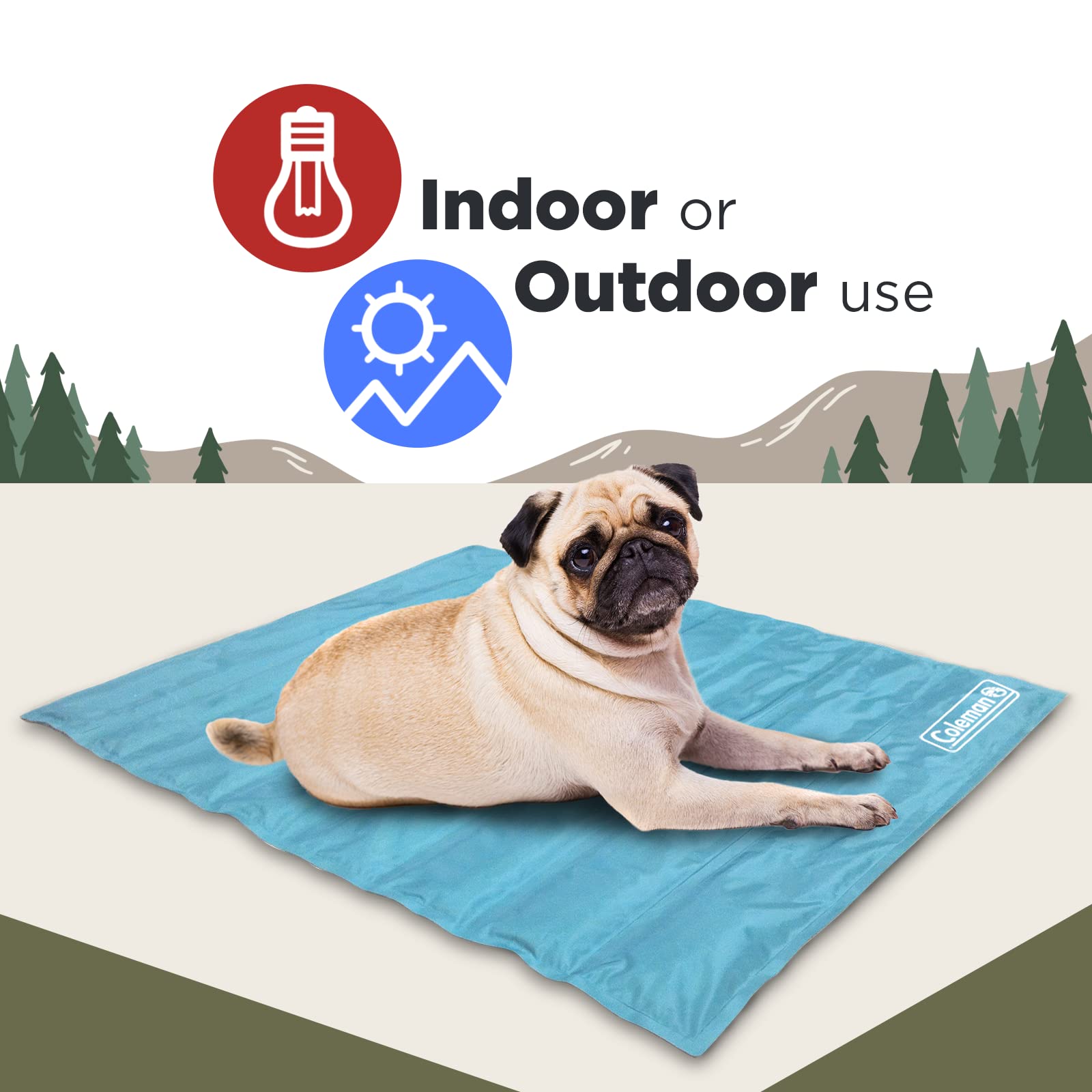 Coleman Comfort Cooling Pet Pad blue folded for travel and storage