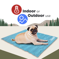 Coleman Comfort Cooling Pet Pad blue folded for travel and storage