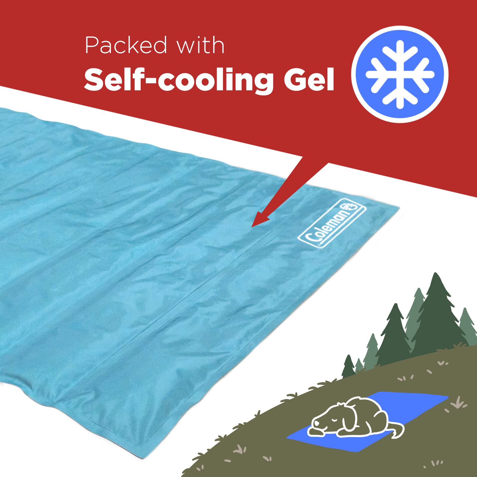 Coleman Comfort Cooling Pet Pad blue in car for on-the-go cooling