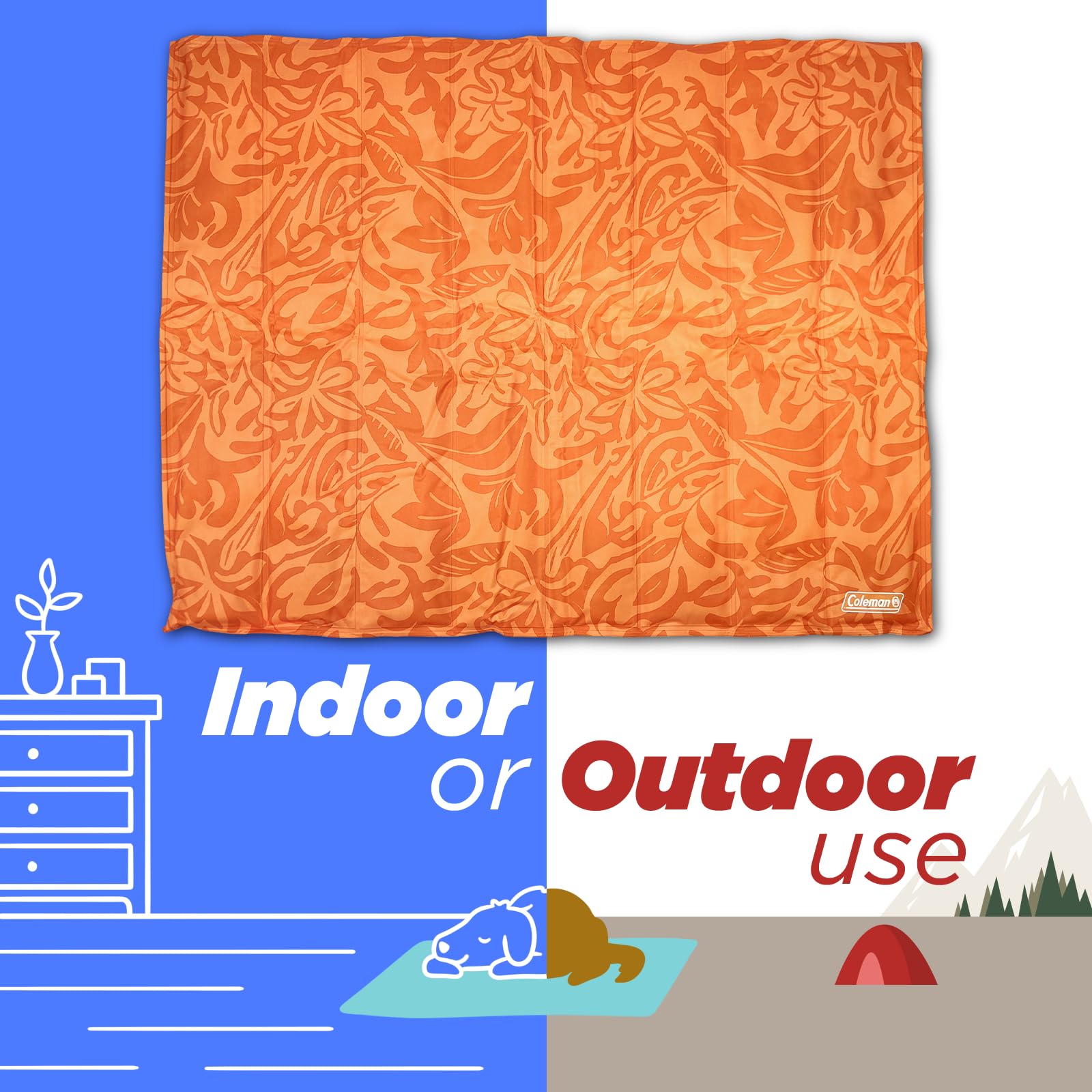 Coleman easy-clean cooling mat wipes clean with a damp cloth.