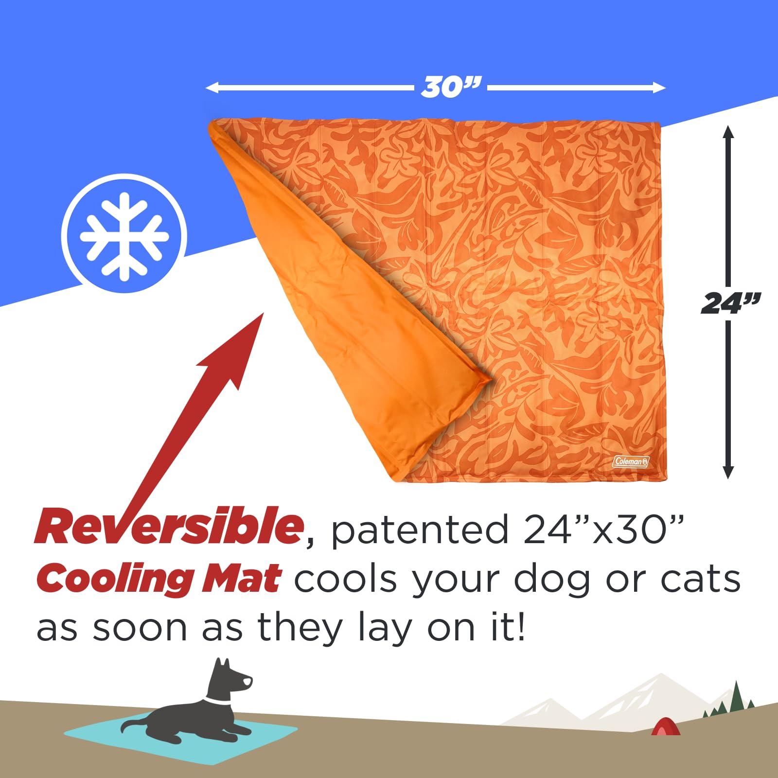 Coleman reversible orange-side mat offers quick style changes and outdoor-ready portability.
