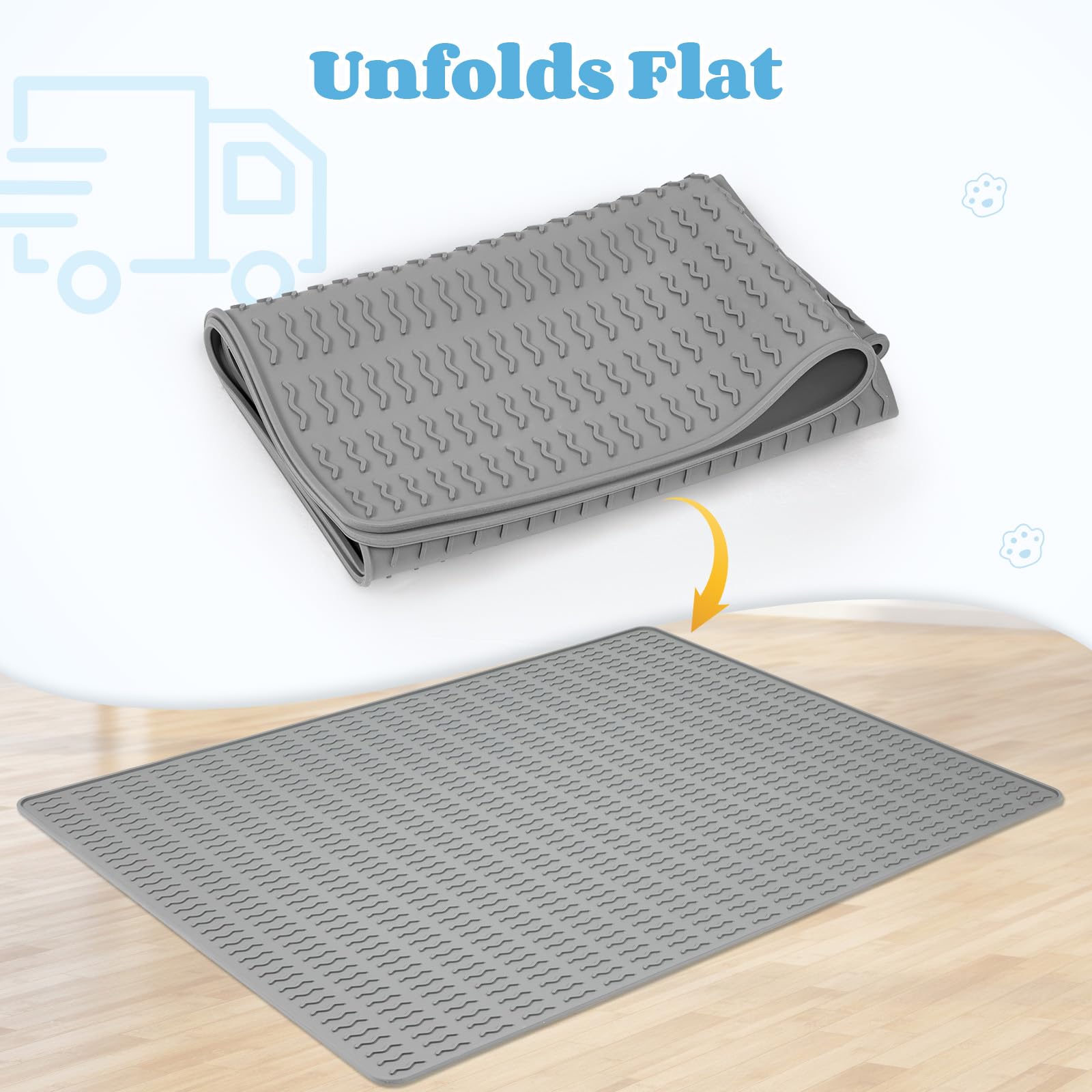 Colewin cat litter mat folds for shipping and flattens for use