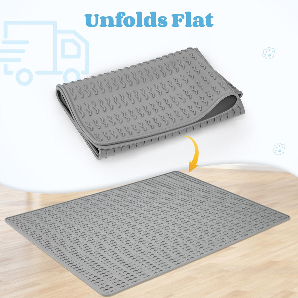 Colewin cat litter mat folds for shipping and flattens for use