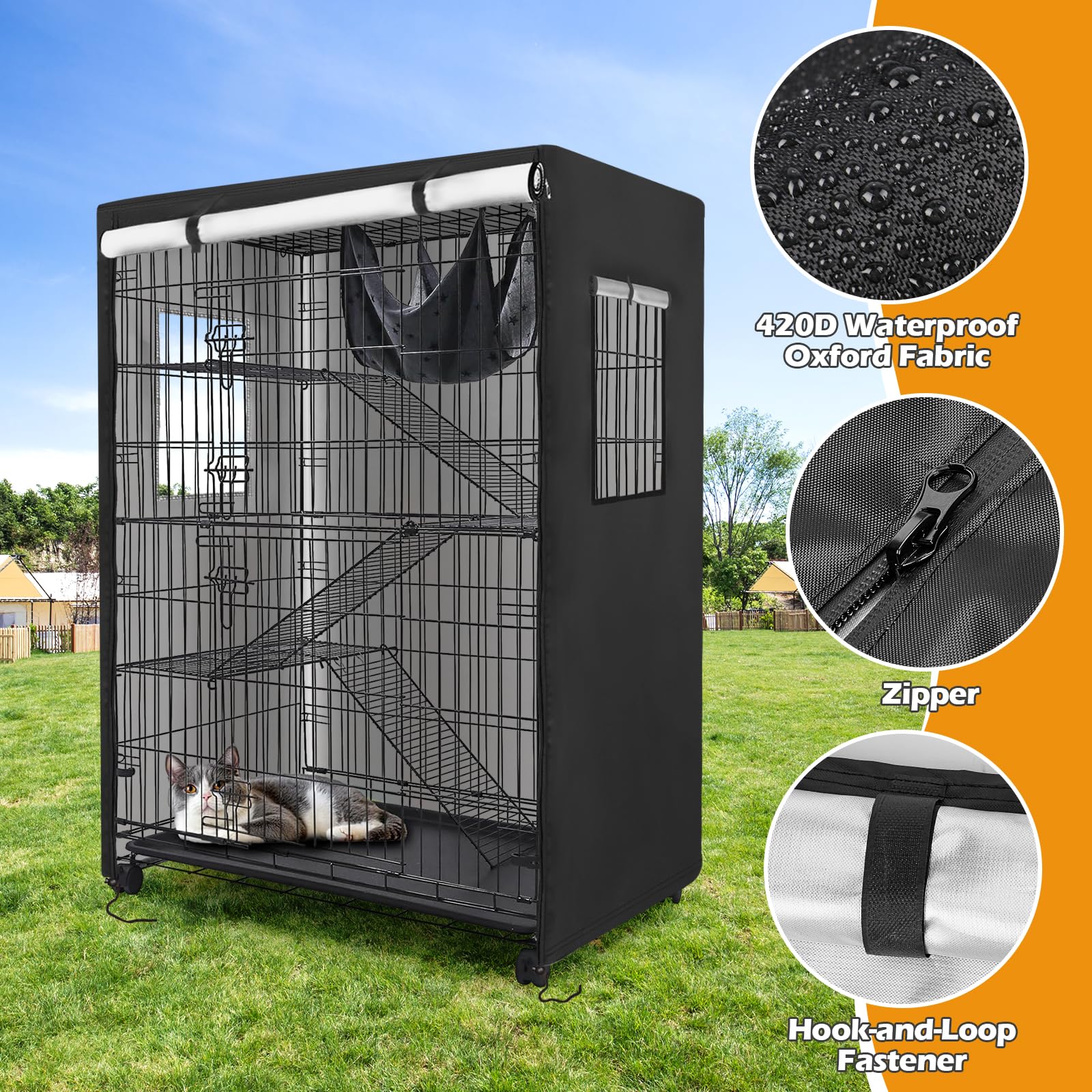 Colewin Catio Cover roll-up front with hook-and-loop top fastener