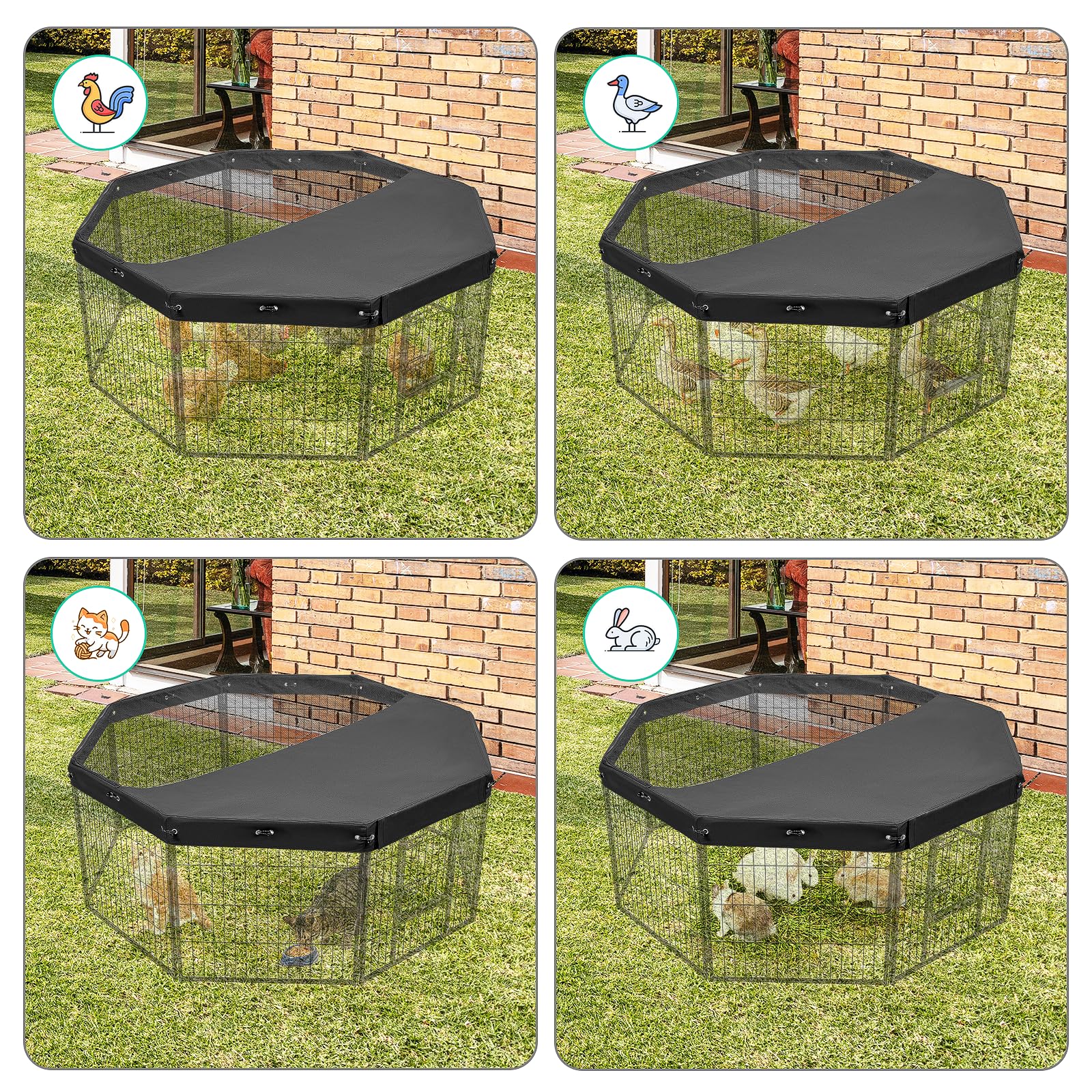 Colewin dog playpen cover fits eight-panel 24-inch pens reliably