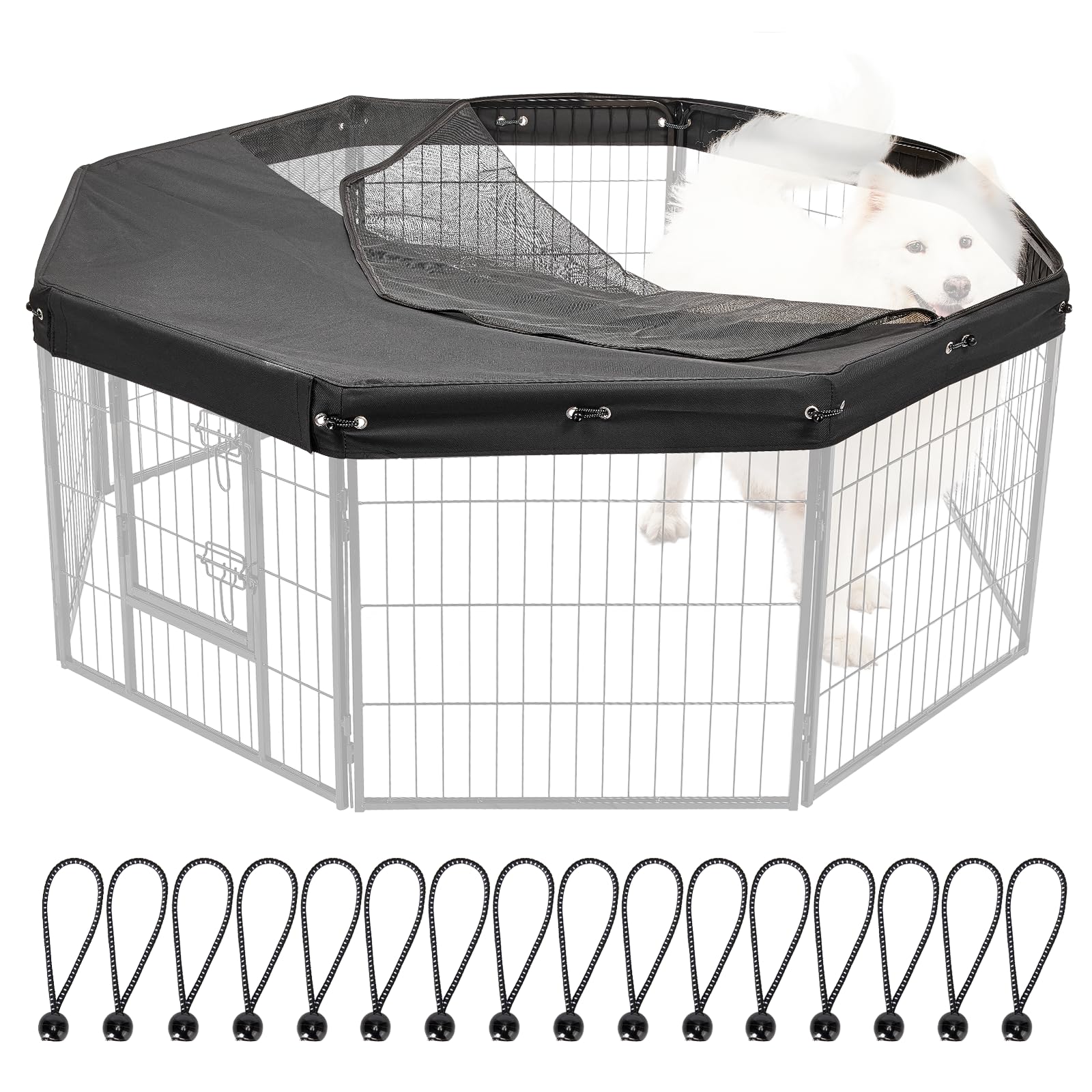 Colewin dog playpen cover front view shows secure eight-panel pen fit