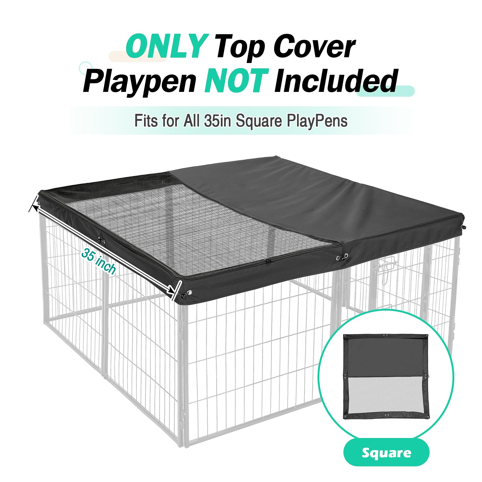 Colewin universal-fit dog playpen cover demonstrates compatibility with 4-panel square pens