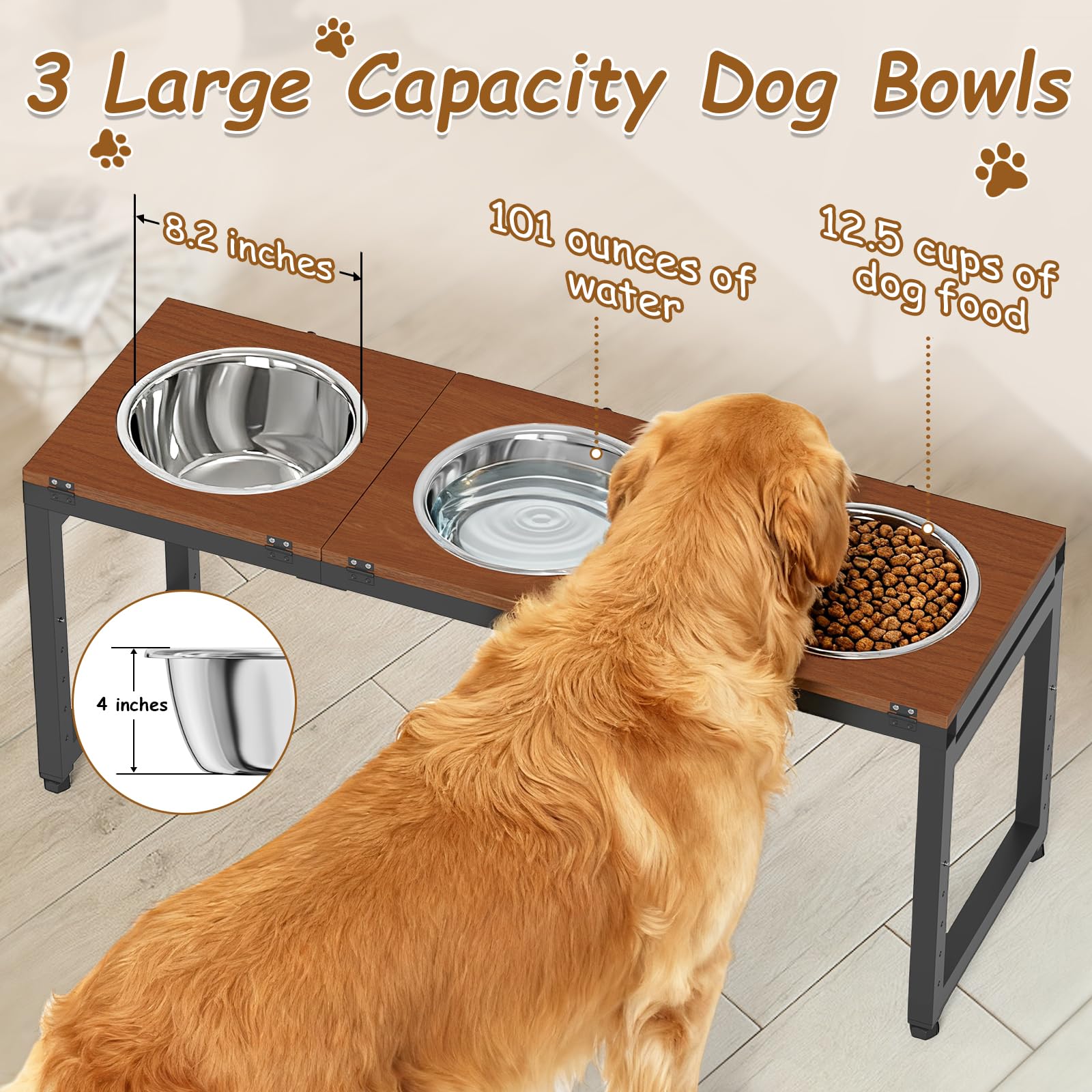 Colewin elevated dog bowls three bowls keep food and water organized