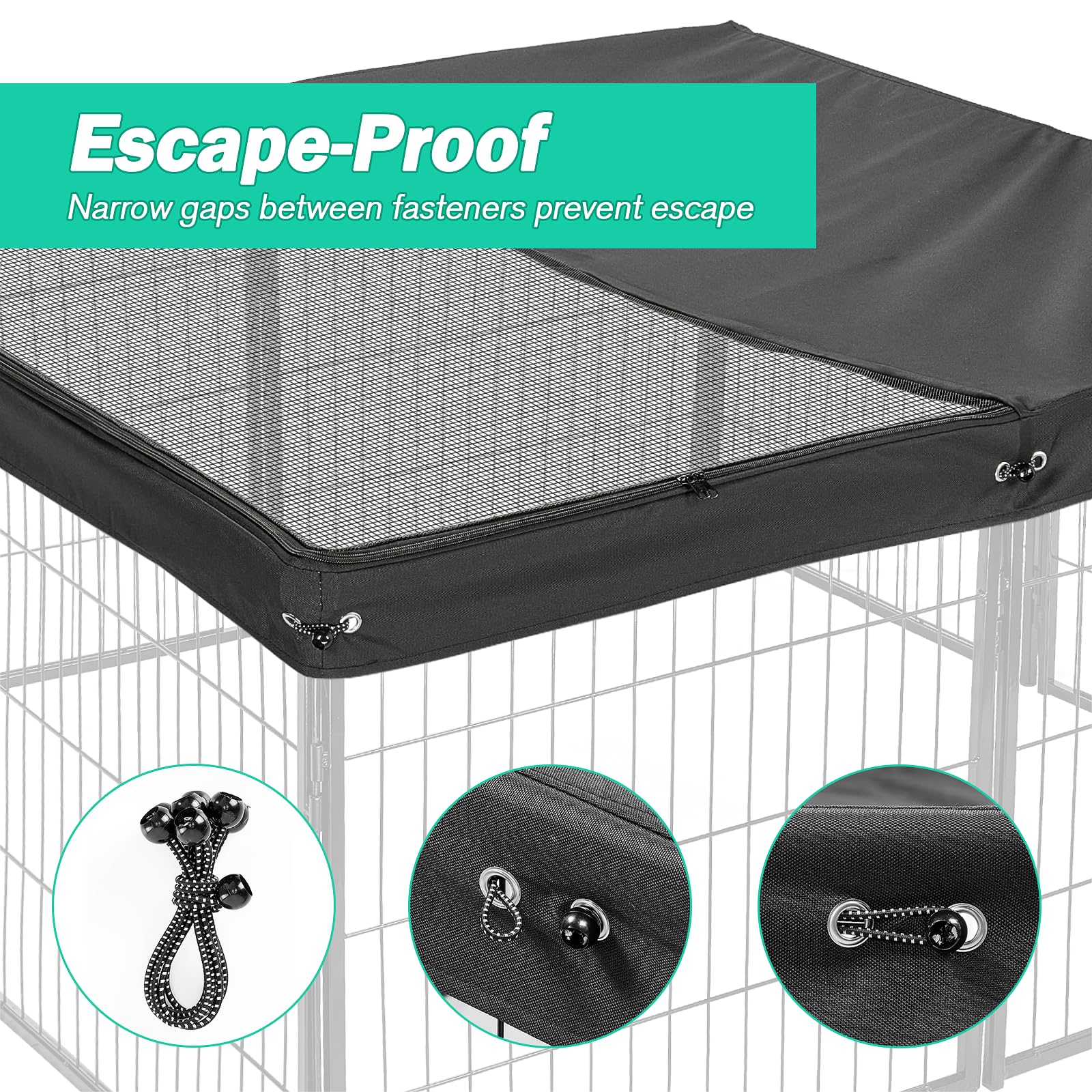 Colewin escape-proof attachment with eight bungee cords ensures secure enclosure
