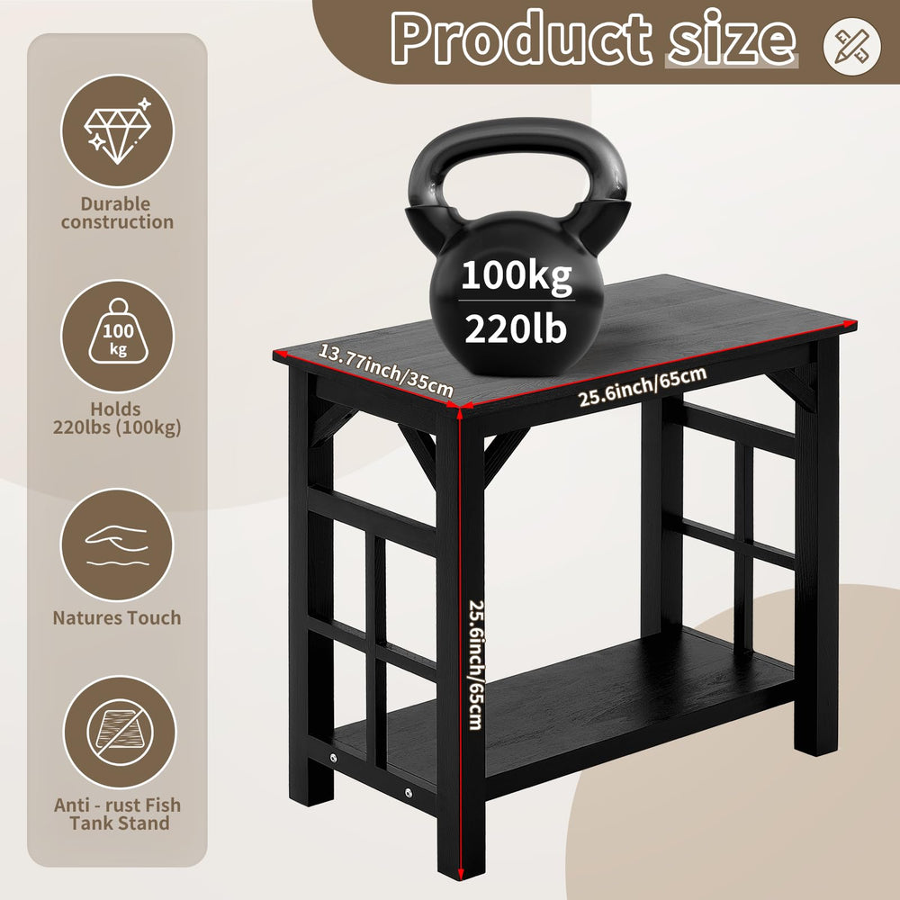 Colingmill 20-gallon stand with side storage, two-tier design for organization.