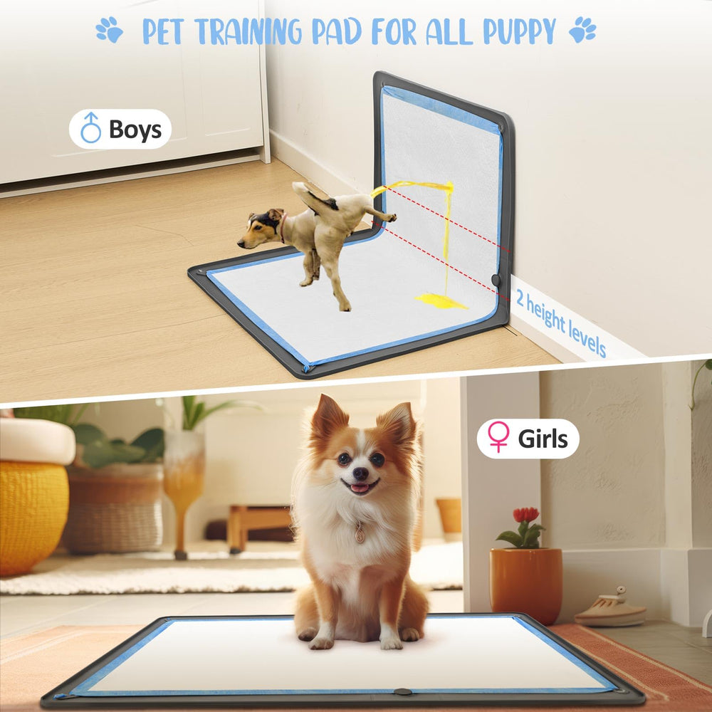 Colingmill dog pee pad holder high edge protects floors and contains spills.