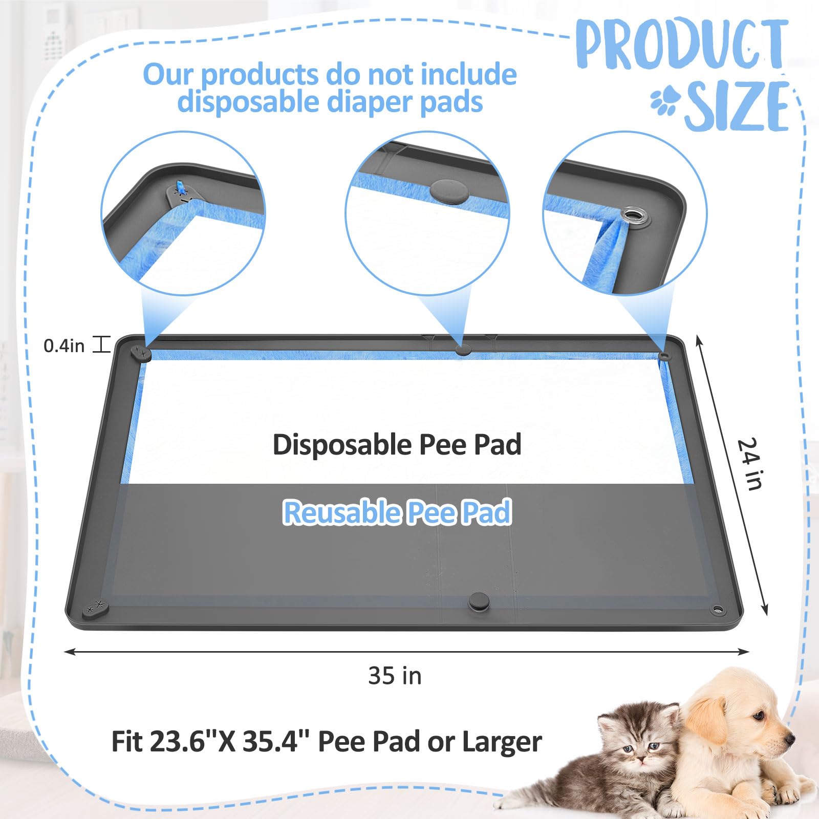 Colingmill dog pee pad holder non-slip base keeps pads secure and floors clean.