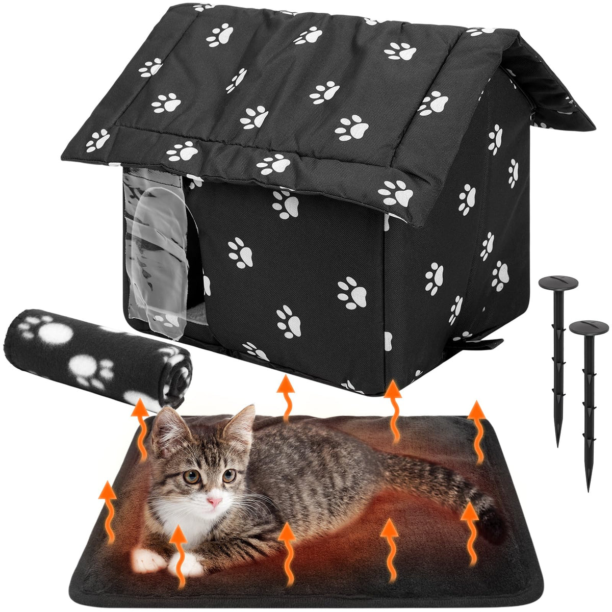 Colingmill outdoor cat house collapsible for easy transport and storage.