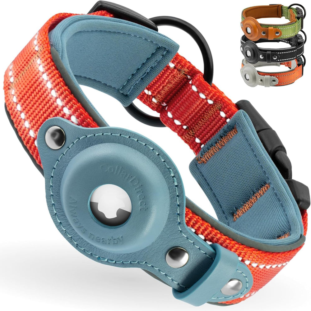 CollarDirect Airtag dog collar pink XL shows AirTag fitment for 20-24 inch dogs for easy location.