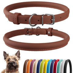 CollarDirect collar de cuero enrollado canela suave, cómodo y ligero para uso diario.