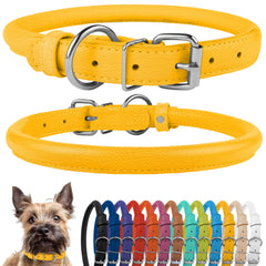 CollarDirect collar enrollado de cuero suave para perros; ideal para pelo largo.