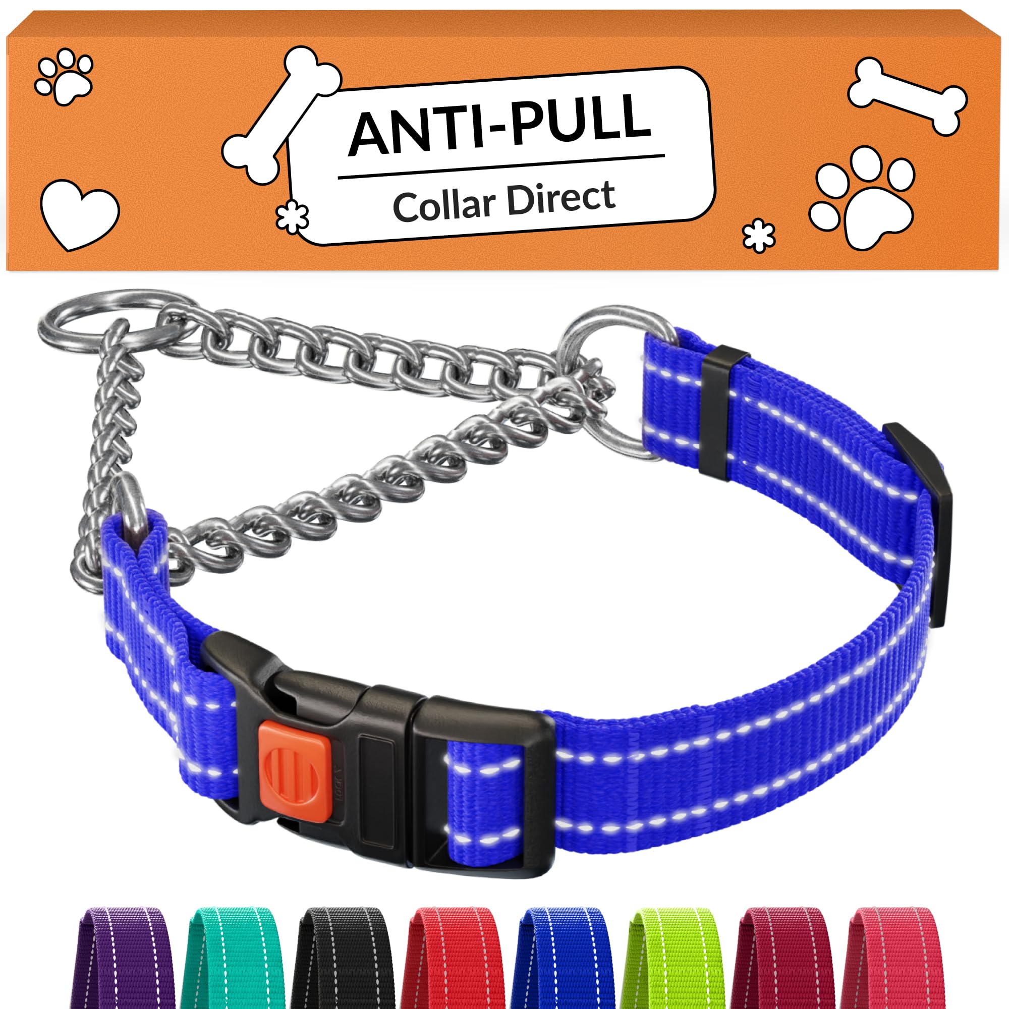 Collardirect collar martingale con cadena de acero inoxidable, duradero para uso diario.