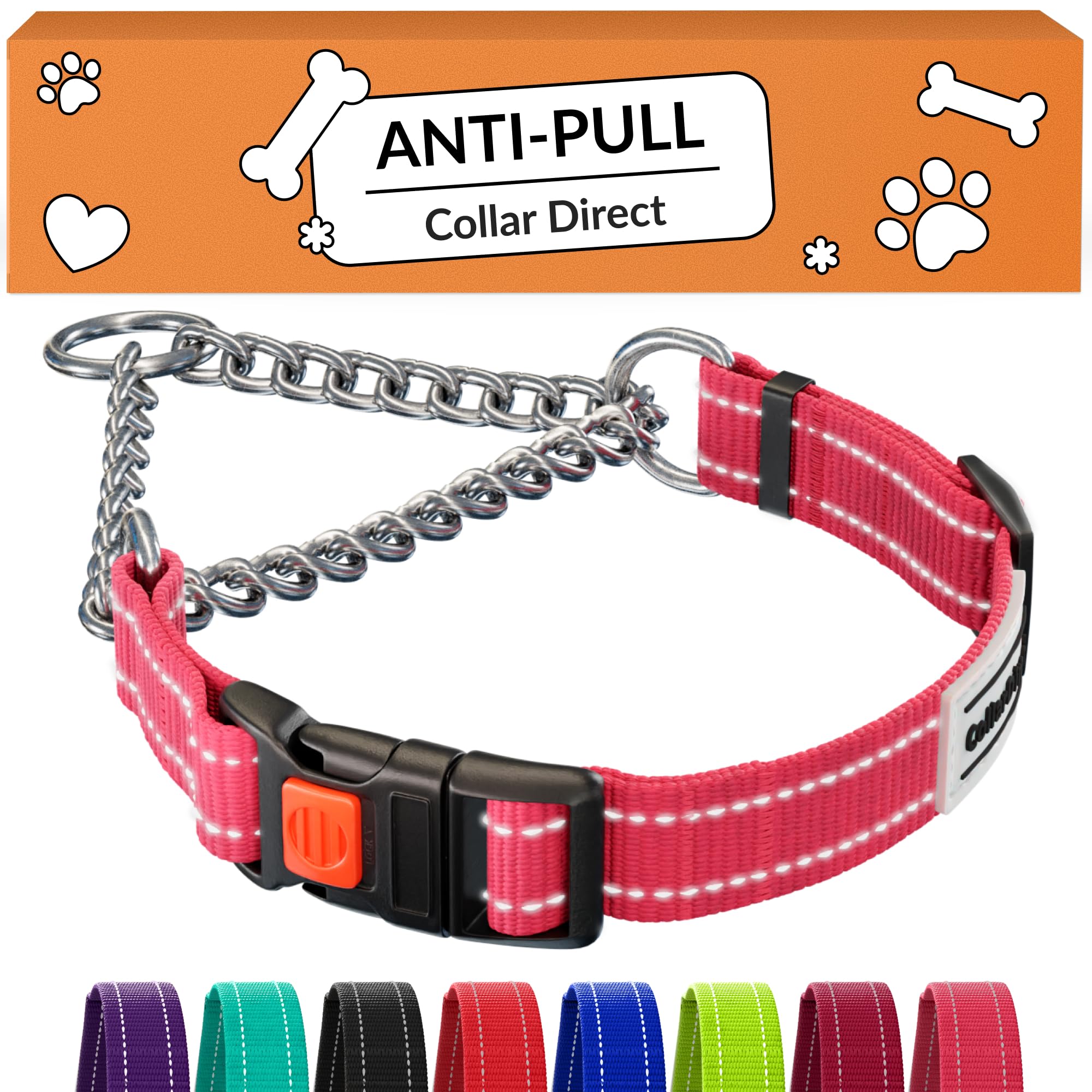 CollarDirect Martingale con cadena de acero y cierre rápido en rosa