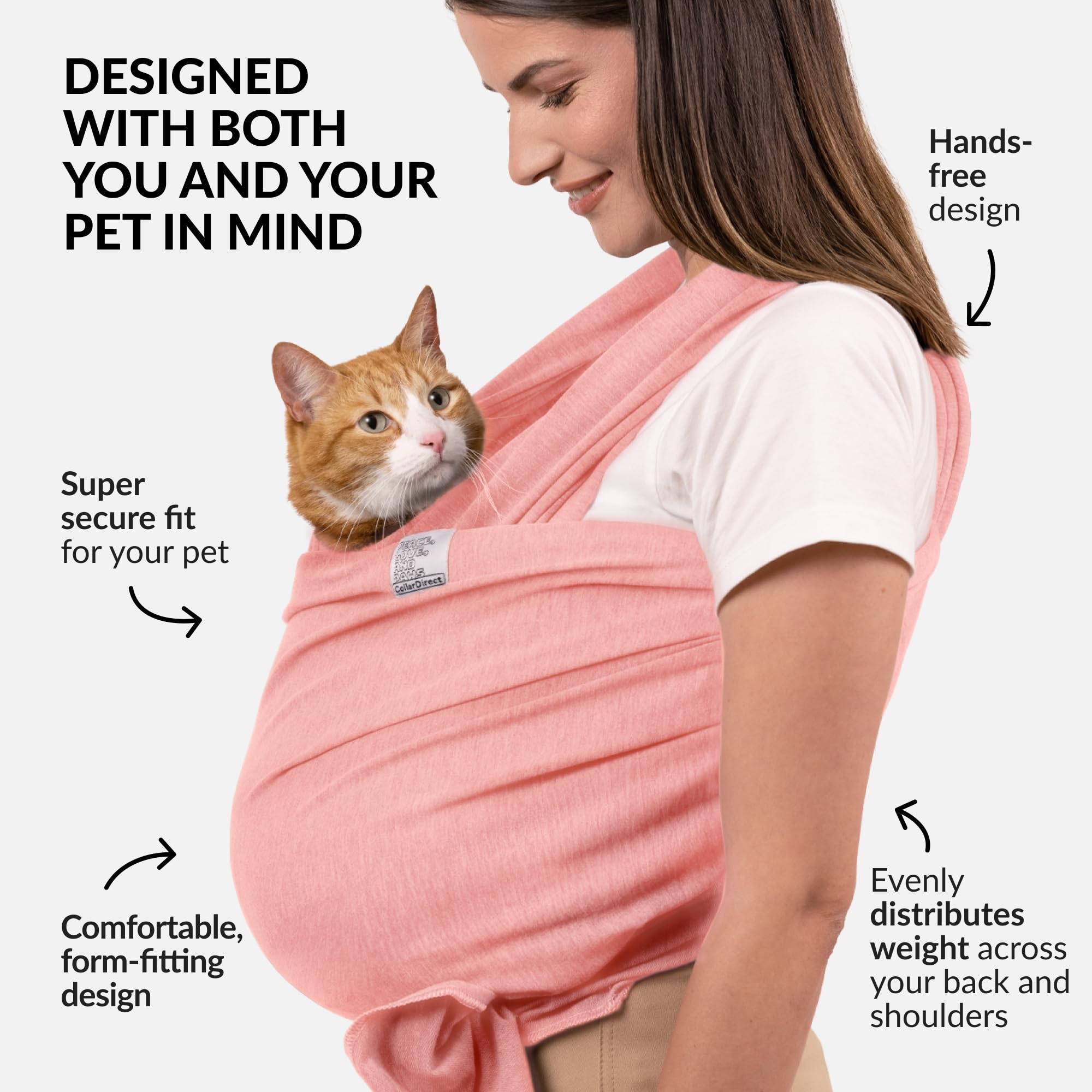 CollarDirect dog sling black secures small dogs, easing travel for anxious pets.