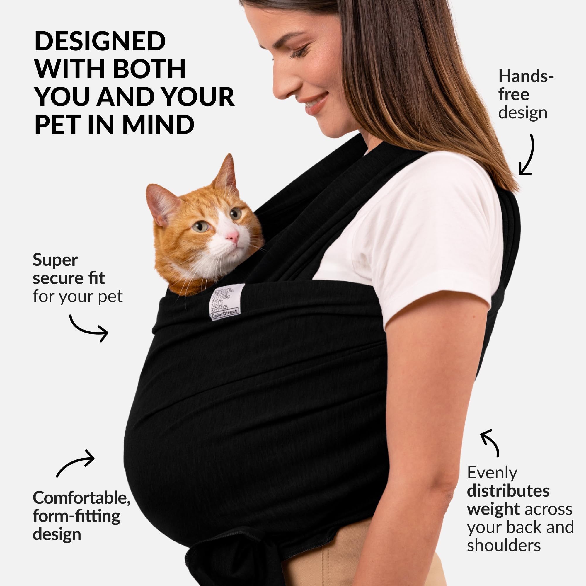 CollarDirect dog sling black: secure fit for quick errands with tiny companions