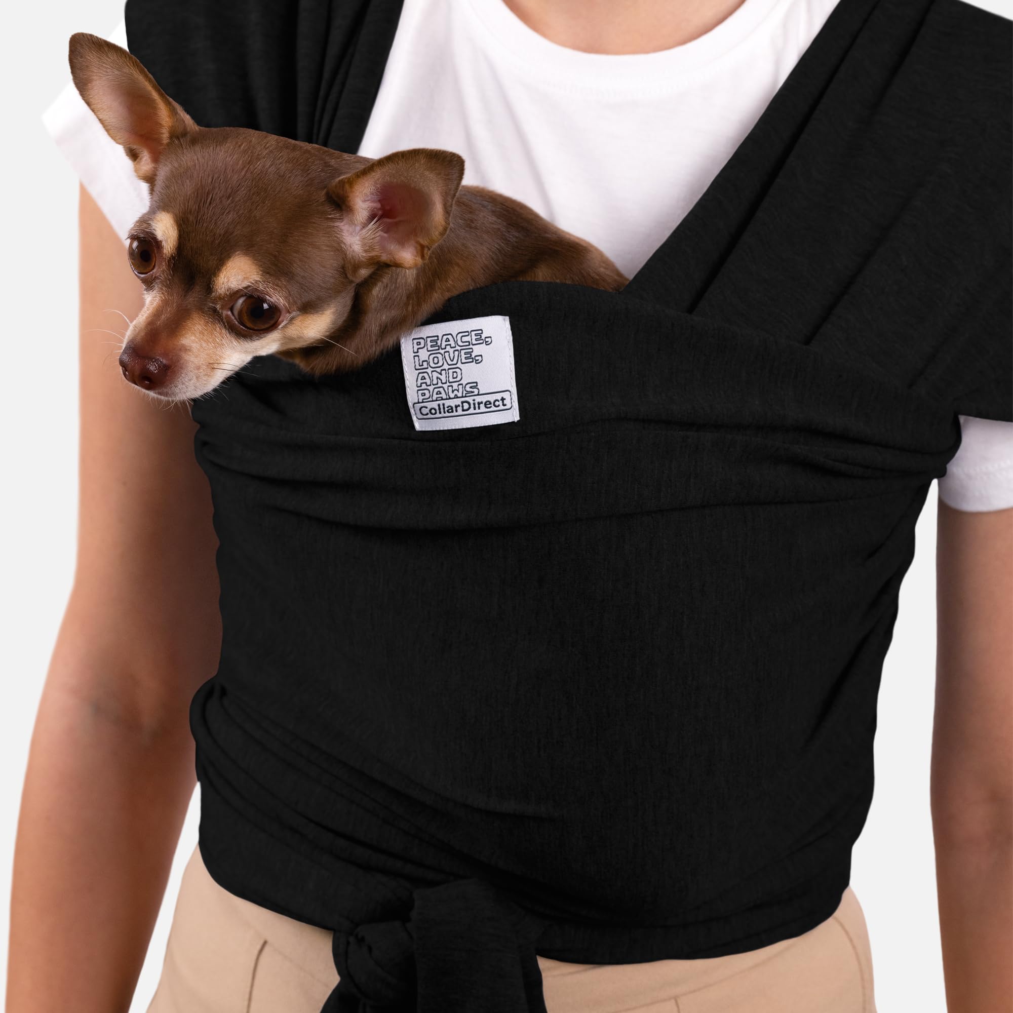 CollarDirect dog sling carrier black highlights a secure, snug design for comfortable outings.