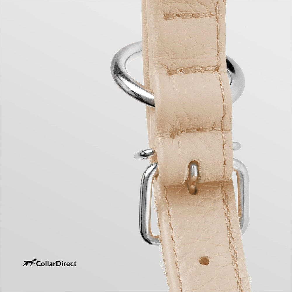 CollarDirect genuine leather textured beige collar highlighting durable construction